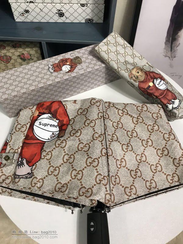 GUCCI古馳傘 小熊極品G家自動傘 古奇小熊圖案 防紫外線 防曬晴雨傘  zm1092